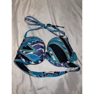 Aerie Brooke Bikini Top Size 34B Geometric Beach Tropical Underwire Push Up Swim